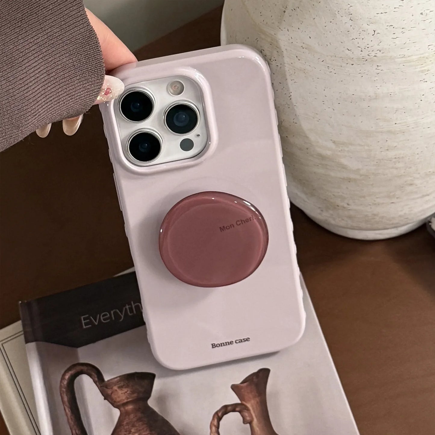 Korean Style Simple Solid Colors With Bracket Soft Phone Case For iPhone